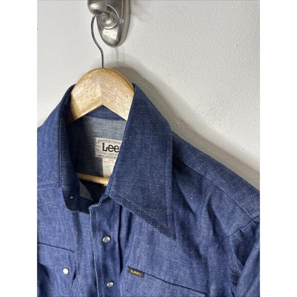 Vintage Lee Western Denim Shirt Men’s 16.5 34 Pearl Snap Selvedge Cowboy Rodeo - Picture 3 of 6
